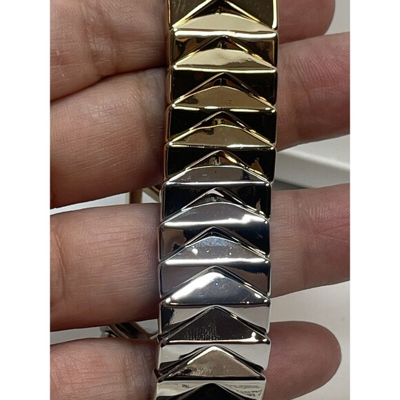 Open Edit Gold Rhodium Double Color  Arrow Design Stretch Bracelet New - Picture 4 of 7